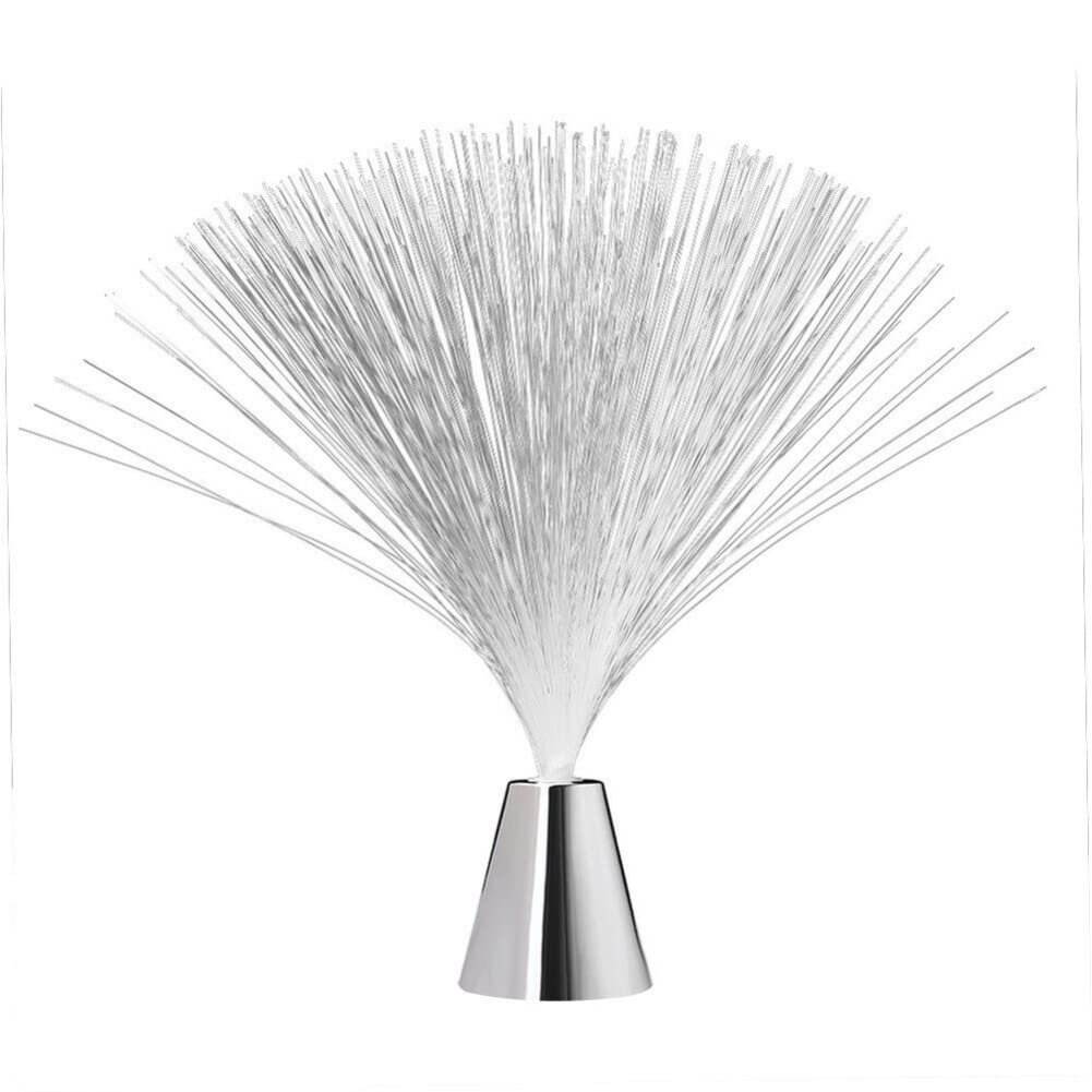Anso Silver 14 Inches Led Multi Color Changing Fibre Optic Light Fountain Starry Light Lamp Night Decor (Silver)