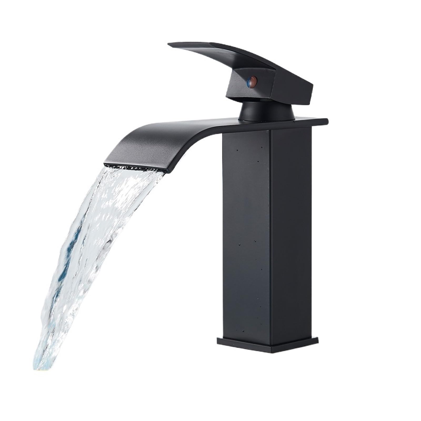 Robinet de lavabo cascade noir en laiton avec jet fluide anti-éclaboussures