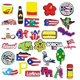 Felvjiaa 30pcs Puerto Rico Charms, Puerto Rican Boricua Shoe Charms,Shoe or Bag Jewelry Decoration,Accessories Pins for Boys Girls Teens Party Birthday Gifts