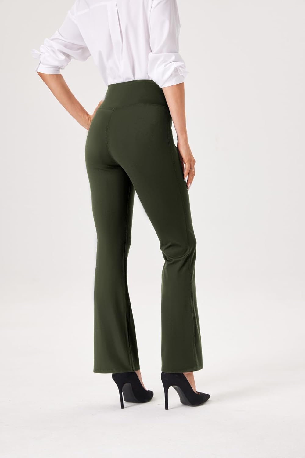 TOPYOGAS Womens Bootcut Crossover High Waisted Dress Pants Work Pants Business Office Casual Slacks with Pockets Army Green - Image 5