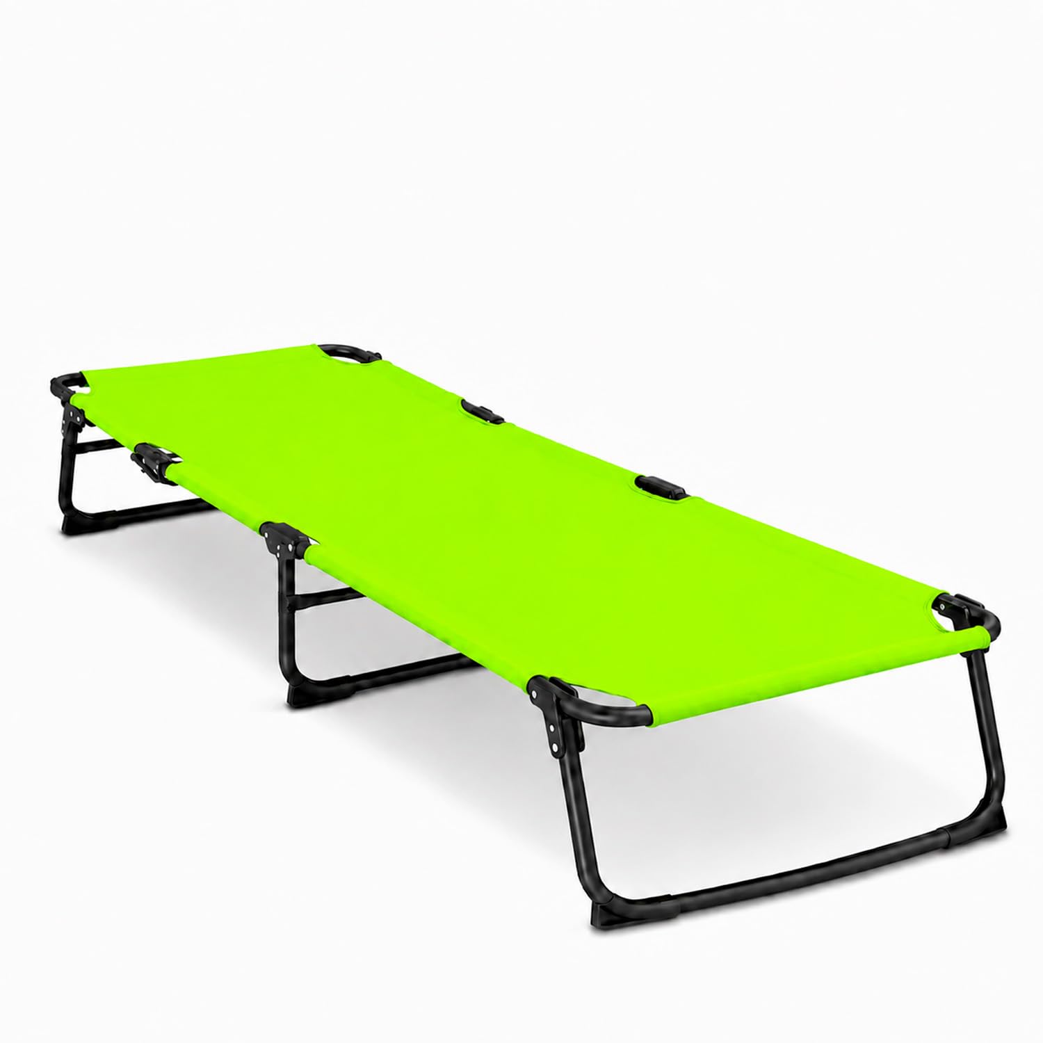 Lettino Mare Pieghevole Prendisole Schienale Regolabile Reclinabile Struttura In Metallo Nero Sedia Relax Per Spiaggia Campeggio Piscina Giardino 187 x 53 x 24 Cm (Verde Fluo)