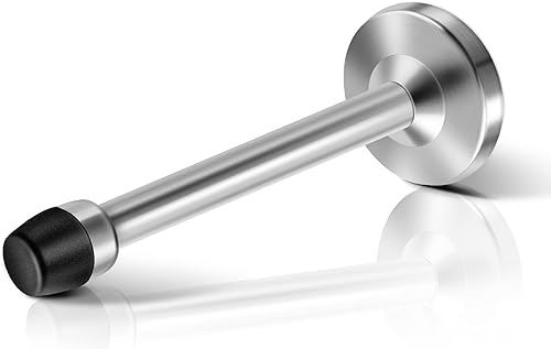 Vista 42 de KOLAKO Topes de puerta, topes de puerta negros de 6 pulgadas (5.906 in), tope de puerta de montaje en pared con parachoques de goma, acero Negro