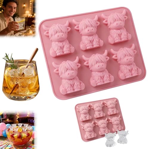 Molde para cubos de hielo con diseño 3D de vaca Highland mini miniatura 2