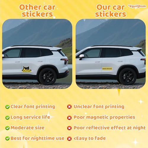 New Driver Sticker, 6-Pack Magnetic Cat Stickers for Cars, Reflective Student Driver Magnet for Car with Artistic Design, Durable New Driver Magnets for Vehicle Safety