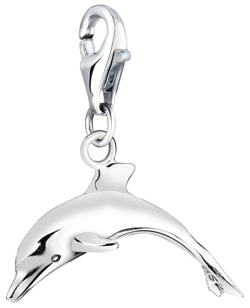 Nenalina Delfin Karabiner Charm Anhänger für Bettelarmband aus 925 Silber | Damen-Charm-Anhänger für alle gängigen Charmträger Charm-Club Clasp-Charms 925er Sterling-Silber