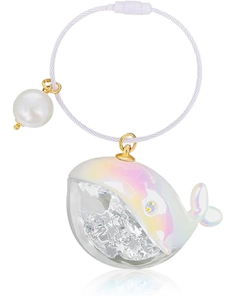 NIIIYTYB Whale Keychain Cute Pendant Adorable Sequins Animal Keyring for Backpack Car Bag Portable Funny Whale Accessory for Adults Ocean Theme Key Chain(White)