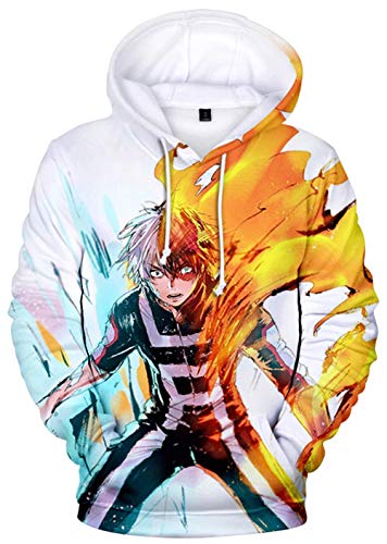 YIMIAO Hombre Sudadera con Capucha Impresión 3D My Hero Academia Japonesa Anime Sweatshirt(M)