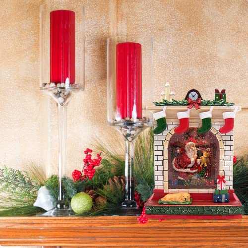 Wowser Lareira de Globo de Neve Iluminada com Água e Papai Noel Dentro e Glitter Giratório, Decoraçã