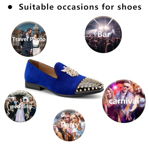 Meijiana Mens Velvet Loafers Dress Shoes with Metal Embellishments Party Luxury Loafer Shoes4