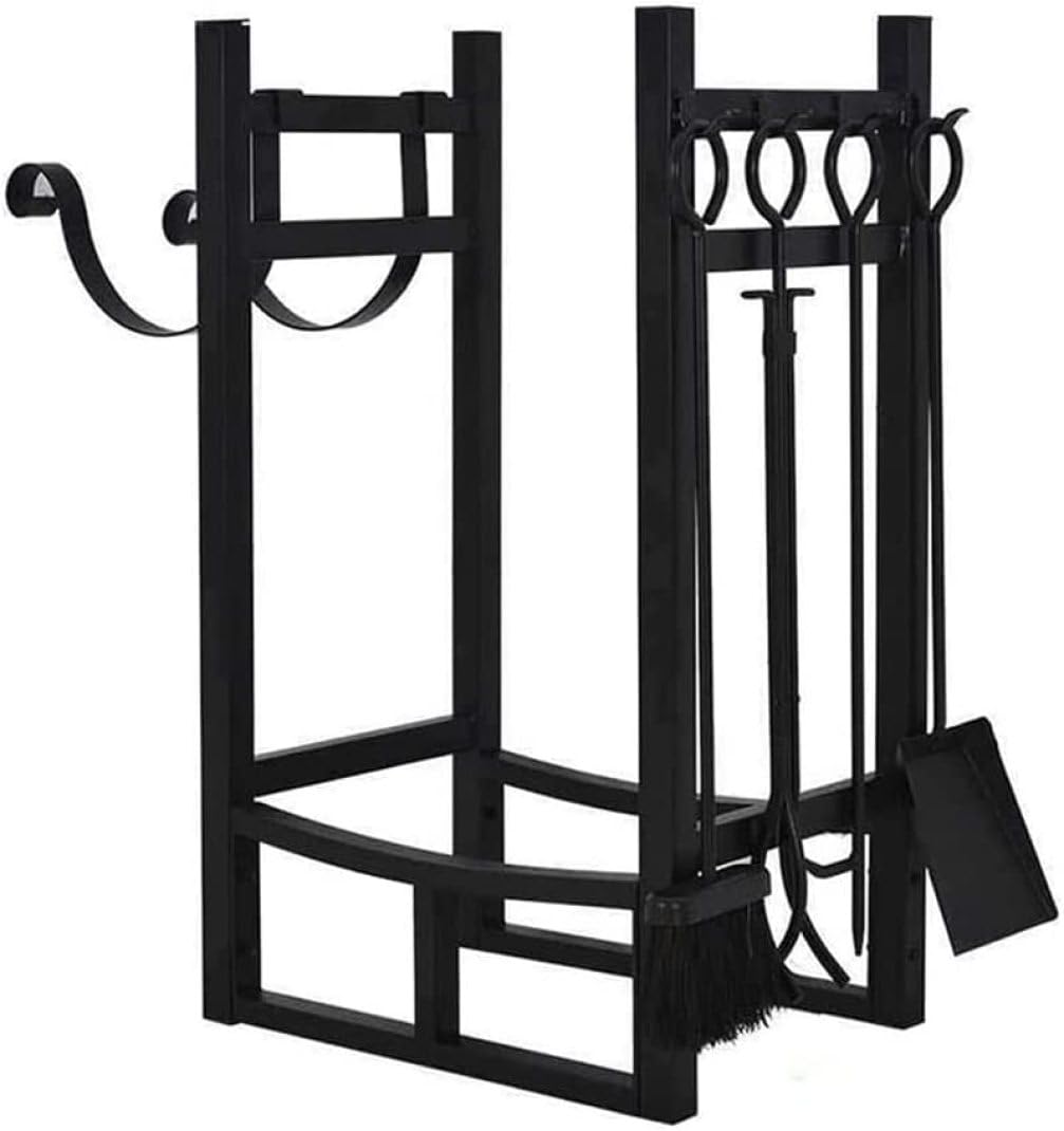 Étagère à bûches intérieur au design élégant pour salon chaleureux