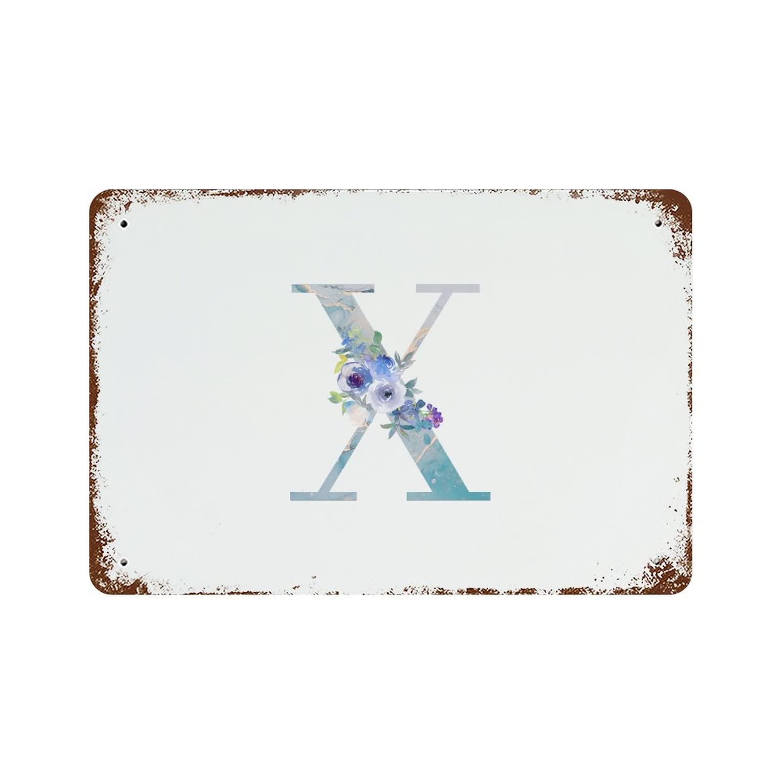 Lettres X monogramme floral bleu cadeau de fete vintage pour couple et maison