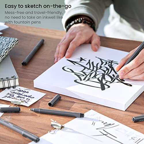Arteza Micron Pens, Set Of 10 Black Ink Archival Fineliners, Quick-Dry, Assorted Sizes Calligraphy Pens (From 0.2Mm To 7.9Mm), Smudge-Proof Journaling Supplies And Art Supplies For Artists #TOP5
