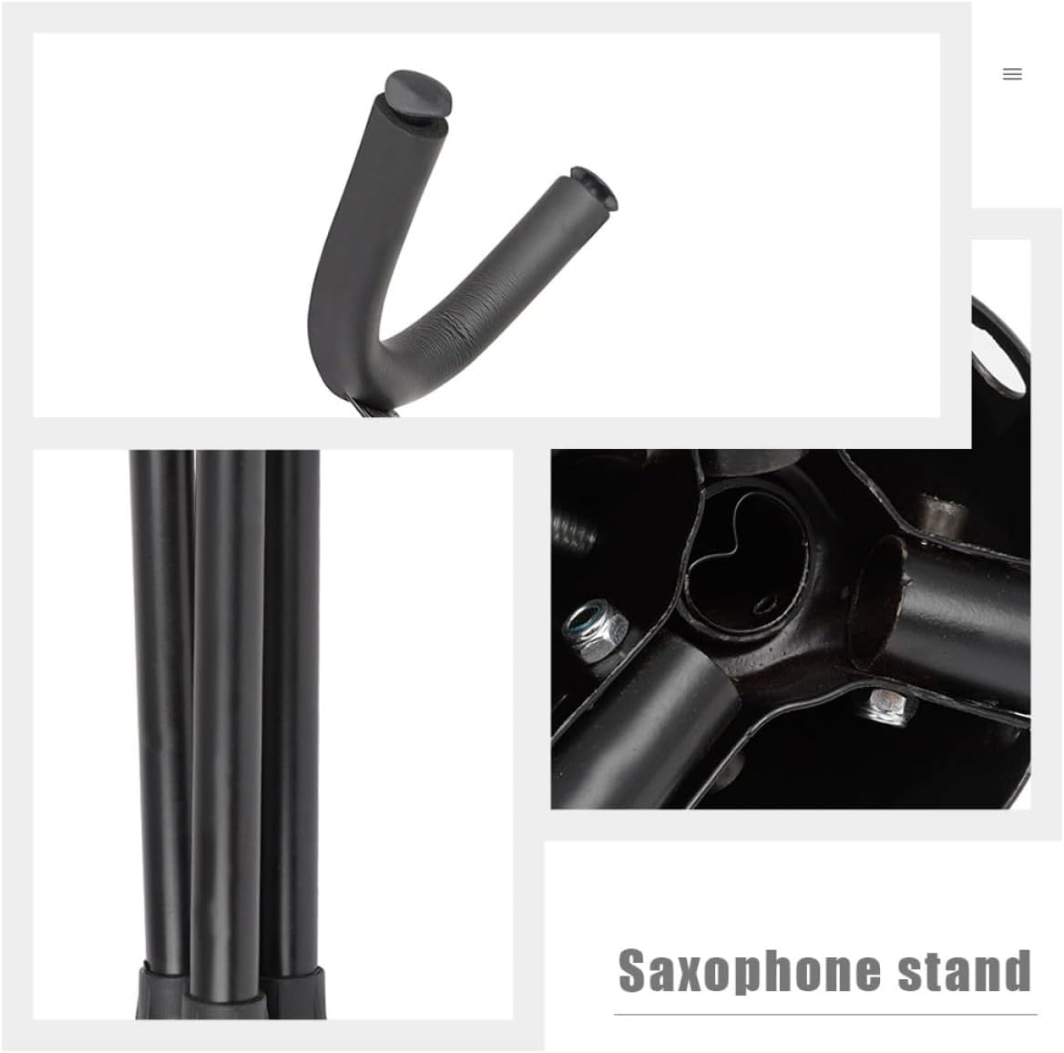 Baluue Black Foldable Metal Saxophone Stand with Stable Tripod Design image 4