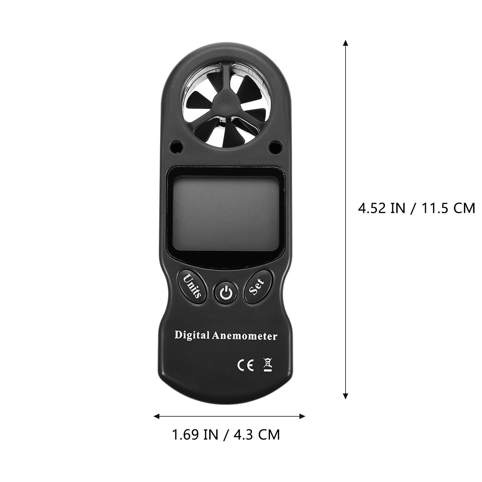 Medidor de Velocidad del Viento Digital Portátil 1 Pieza Negro | Pantalla Lcd con Retroiluminación, Plástico Ligero, Bolsa de Almacenamiento Incluida