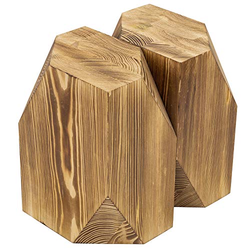 MyGift Brass Wood Decorative Bookends Triangular Design, Office Desk Wooden Book Ends, Book Stand for Shelves with Tone Ring Accent