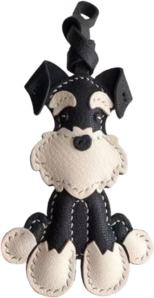 KeyChain Elegant Schnauzer Dog Keychain Fashionable Leather Charm Handmade Key chain for Women Christmas Gifts