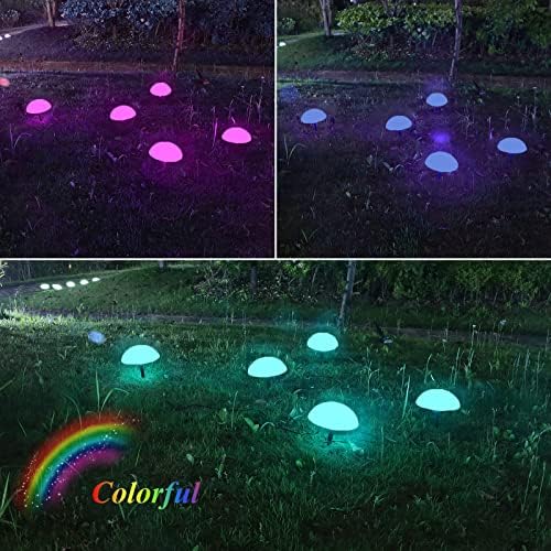 HYSapientia® Solar String Half Ball Lights 5 LED 16 RGB Colour Changing Mood Light Outdoor Garden Waterproof Decorations for Pathway Patio Yard Lawn Walkway Ground, 15 cm Diameter 5 Pcs Tandem