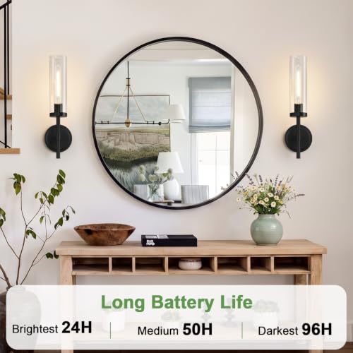 Image of Battery Operated Wall Sconce Set of 2, Matte Black Wireless Rechargeable Wall Lighting Fixtures with Remote Control, Dimmable Wall Light for Bathroom , Vanity, Living Room, Bedroom, Hallway, Stairway