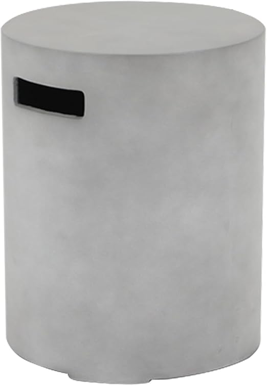 Propane Tank Cover Table, Modern Outdoor Gas Tank Covers, 20LB Concrete Tank Storage Box Hideaway Table for Propane Gas Fire Pit and Round Tank Holder with Handles (Gray) φ16 X 20inch