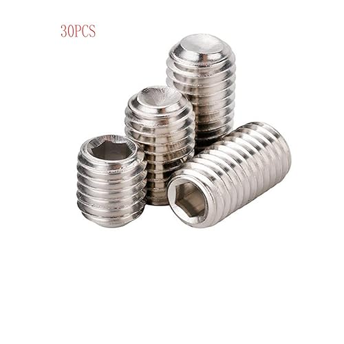 Miniatura 10 de Juego de tornillos de acero inoxidable M3 x 0.118 in, tornillos hexagonales de cabeza plana, tornillos hexagonales sin cabeza, paquete de 30