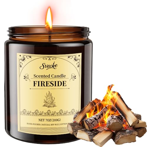 SVECKE Fireside Scented Candles, 7oz Soy Wax Candle, Long Lasting...