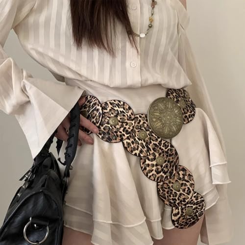 Vintage Belt For Women Fashion Round Disc Wide Belt Elegant Waistband For Pants Jeans Cowgirls Waist Ornament4