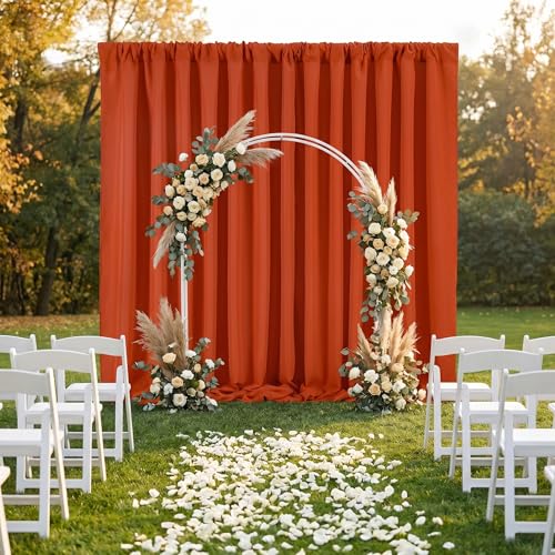 Image of Rust Backdrop Curtains 10ft x 8ft Polyester Photo Backdrop Drapes for Birthday Party Stage Window Supplies Decorations