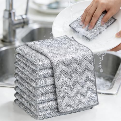 Image of 7 Pack Metal Dish Cloth, Non Scratch & Odor Steel Wool Scrubber | Reusable & Multipurpose Wire Dishwashing Rag for Wet & Dry Cleaning | Safe for Dishes, Sinks, Stove Tops & Nonstick Cookware