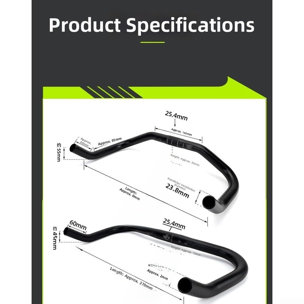Bullhorn Manubrio in lega di alluminio da 31,8 mm per bici da strada, mountain bike, ergonomico, leggero, nero, componente per ciclismo (31,8 x 400 mm)