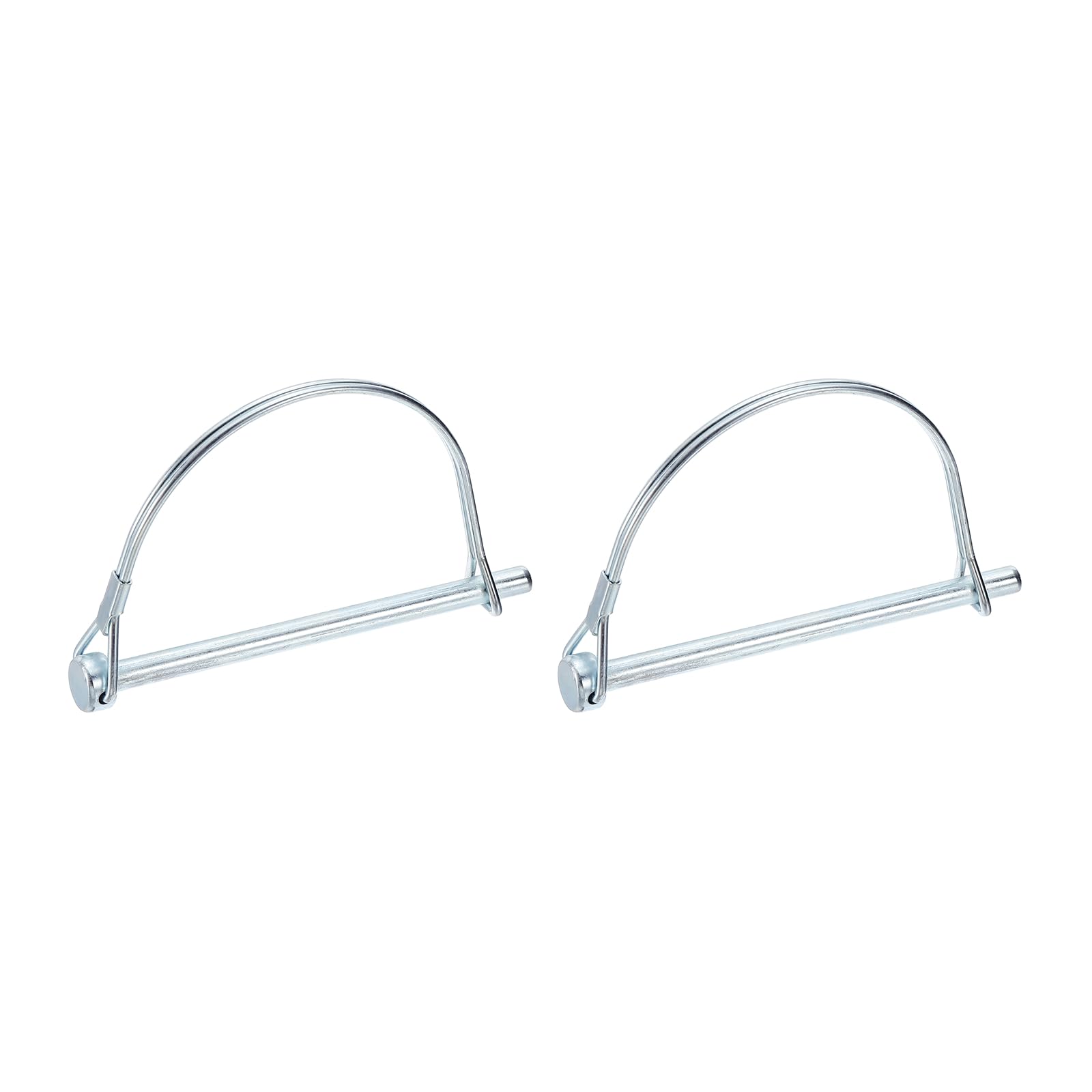 PATIKIL 2 Pcs Trailer Coupler Pins, 1/4" x 3.9" (6.3mm x 100mm) Safety Wire Lock Hitch Pin Arch Shaft Spring Locking Clip Half Round for Farm Trailers Lawn Garden Wagons, Silver