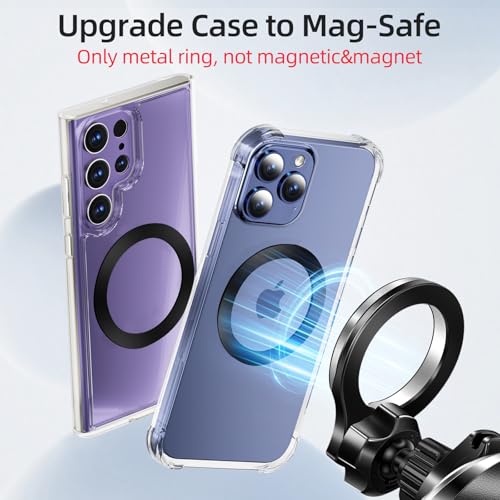 Image of pop-tech for MagSafe Ring Sticker 2Pcs Ultra-Thin(0.3mm): Metal Rings(NO Magnet) Adhesive Adapter for Mag Safe Magnetic Accessories - Universal Mag-Safe Kit Black for iPhone Samsung Android Phone Case