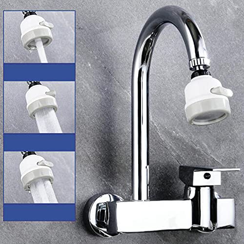 蛇口プルダウンシンク、 真鍮製壁掛けキッチン蛇口 360度回転 温水・冷水 2穴 シングルハンドル(D)