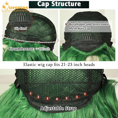 Image of QUEENTAS Short Green Wig for Men Clown Wigs for Men 70s 80s Mens Cosplay Halloween Costume Wig