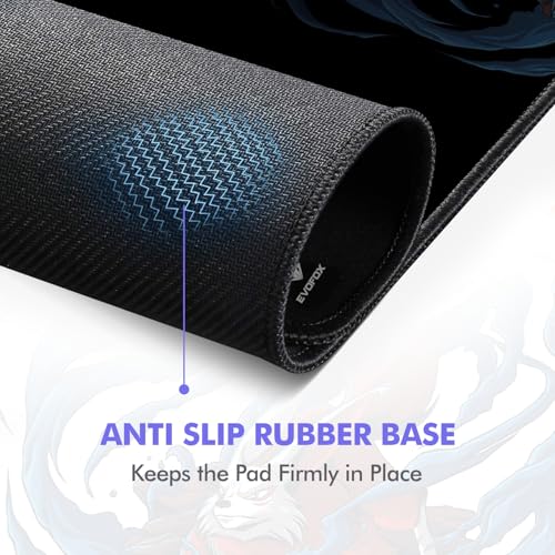 EvoFox Falcon X85 Extended Mouse Pad/Desk Pad for Laptop, PC Gaming and Desk with Extra Large Speed Surface, Non-Slip Base and Anti-fray Stitched... - Image 5