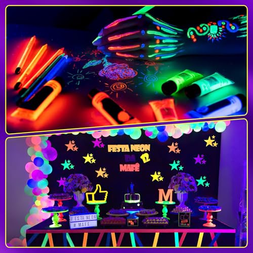 Image of 6Pack 45W Black Light, LED Blacklight Bar with 6.6ft Cord, Glow in The Dark Light Up 28x28ft, for Glow Party, Neon Decoration, Body Paint, Fluorescent Poster, Birthday, Halloween, Bedroom