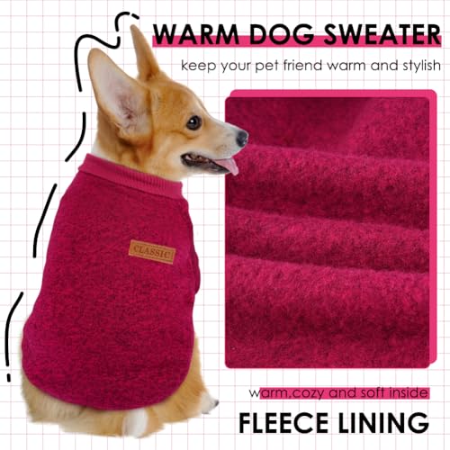 Image of 2 Pcs Dog Sweaters for Small Dogs Girl Boy Winter Fleece Clothes Warm Soft Dog Sweatshirt Outfit for Dogs Cats Pet Apparel