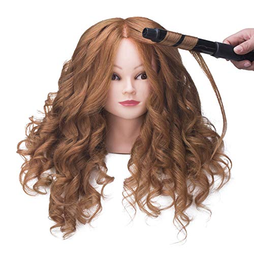 mannequin head with hair 80 human hair doll head 2634-2834 hairdresser practice training head cosmetology manikin with 9 tools and clamp - 27 honey golden