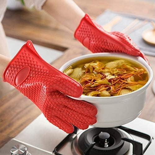 Image of 1 pcs Heat Resistant Silicone Glove for Cooking, Five-Finger Silicone Gloves Oven Microwave Insulated Gloves Anti-Scald Baking Tool. (Multicolor)