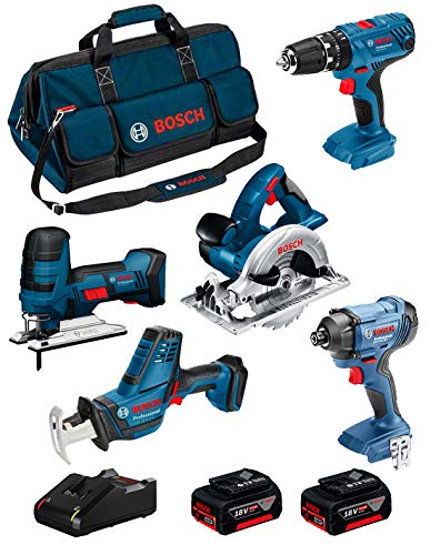 BOSCH Kit 18V BK502BAG (Säbelsäge GSA 18V-LI C +Stichsäge GST 18V-LI S +Kreissäge GKS 18V-LI +Schlagbohrschrauber GSB…