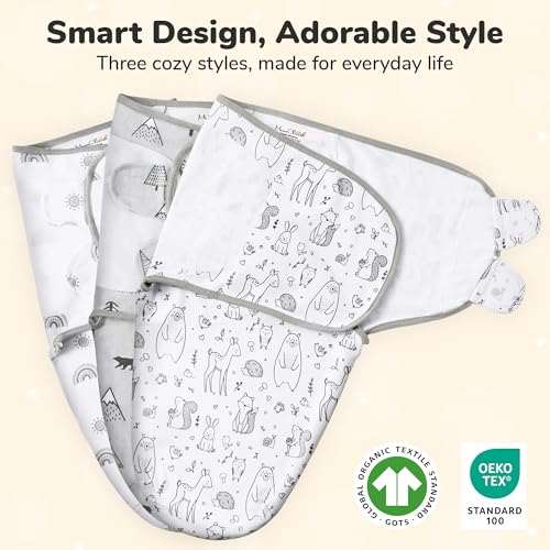 Image of Mama Cheetah Baby Swaddle Sack 3-6 Month, Organic Cotton Swaddling Sleep Sack, Swaddles for Boy Girl, Grey, 3-Pack