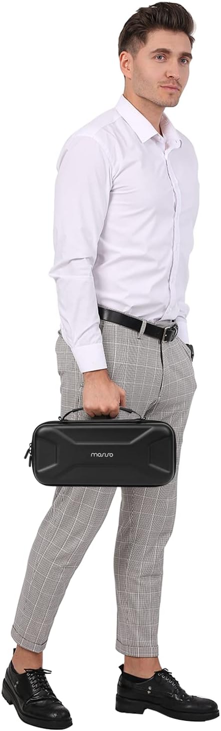 MOSISO Carrying Case Compatible with Steam Deck & Charger AC Adapter and Other Accessories, Waterproof Shockproof Protective Storage Bag with 10 Games SD Cartridges & Shoulder Strap, Black