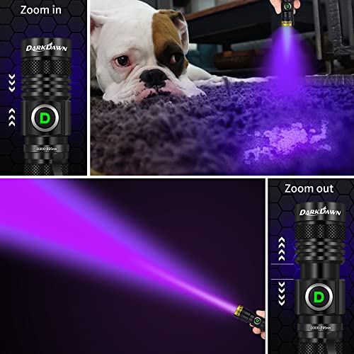 Darkdawn Uv 395Nm Light Flashlight Usb Rechargeable Ultraviolet Led Woods Lamp Portable Blacklight For Cat Urine Detection Dry Stains, Uranium Glass, Resin Curing, D300 395 Nm #TOP2