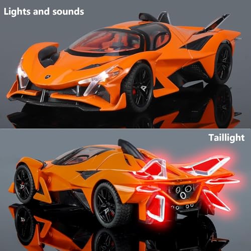 Image of Alokik Enterprise Compatible for 1:32 Apollo Evo Toy Car Model, Diecast Collectible Pull Back Model Car with Sound and Light, Toy Gift Vehicles for Adults Kids Boys Girls【Orange】
