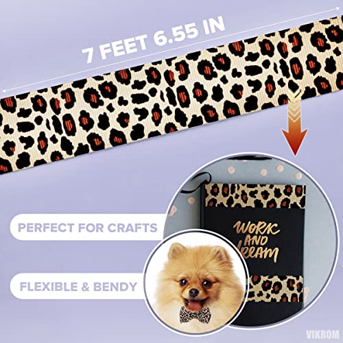 Grosgrain Ribbon Leopard Print - 1.5 X 3 Yards Leopard Wired Ribbon Boutique Grosgrain Ribbon For Hair Bow Headband Brown Ribbon Bows - Leopard Ribbon Grosgrain 2 Inch Home Office Decor Party Craft #TOP1