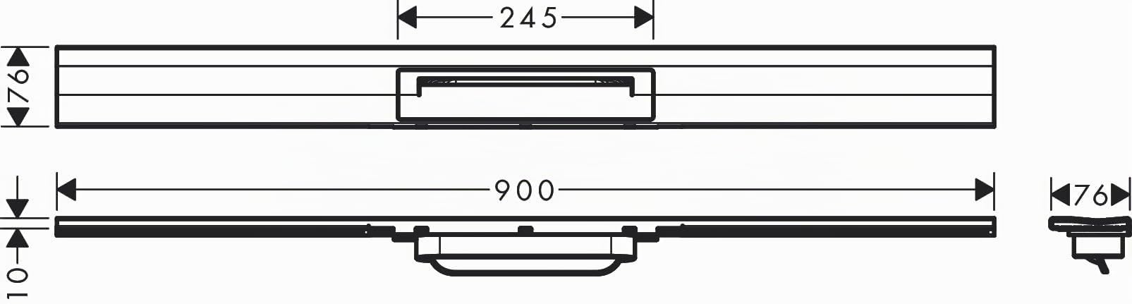 hansgrohe Fertigset Duschrinne RainDrain Flex, Abflussrinne 900mm, Bodenablauf Dusche kürzbar zur Wandmontage, Edelstahl gebürstet