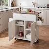 Deluxe Mobile Kitchen Island Cart with Water Resistant Top and Storage Cabinets with Adjustable Shelves–Coffee Bar or Kitchen Cart with Towel Rack and Spice Rack and Locking Wheels