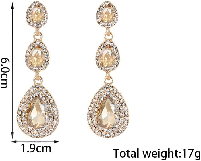 Elegant Rhinestone Statement Earrings Sparkly Cluster Crystal Drop Dangle Earrings Teardrop Chandelier Earrings Wedding Bridal Prom Earrings for Women - Image 5