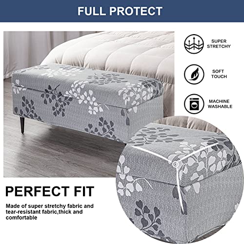 Image of FUANGUI Ottoman Cover Stretch Storage Ottoman Bench Slipcover Printed Folding Storage Bench Ottoman Cover Footrest Stool Slipcover Footstool Protector Cover with Elastic Bottom
