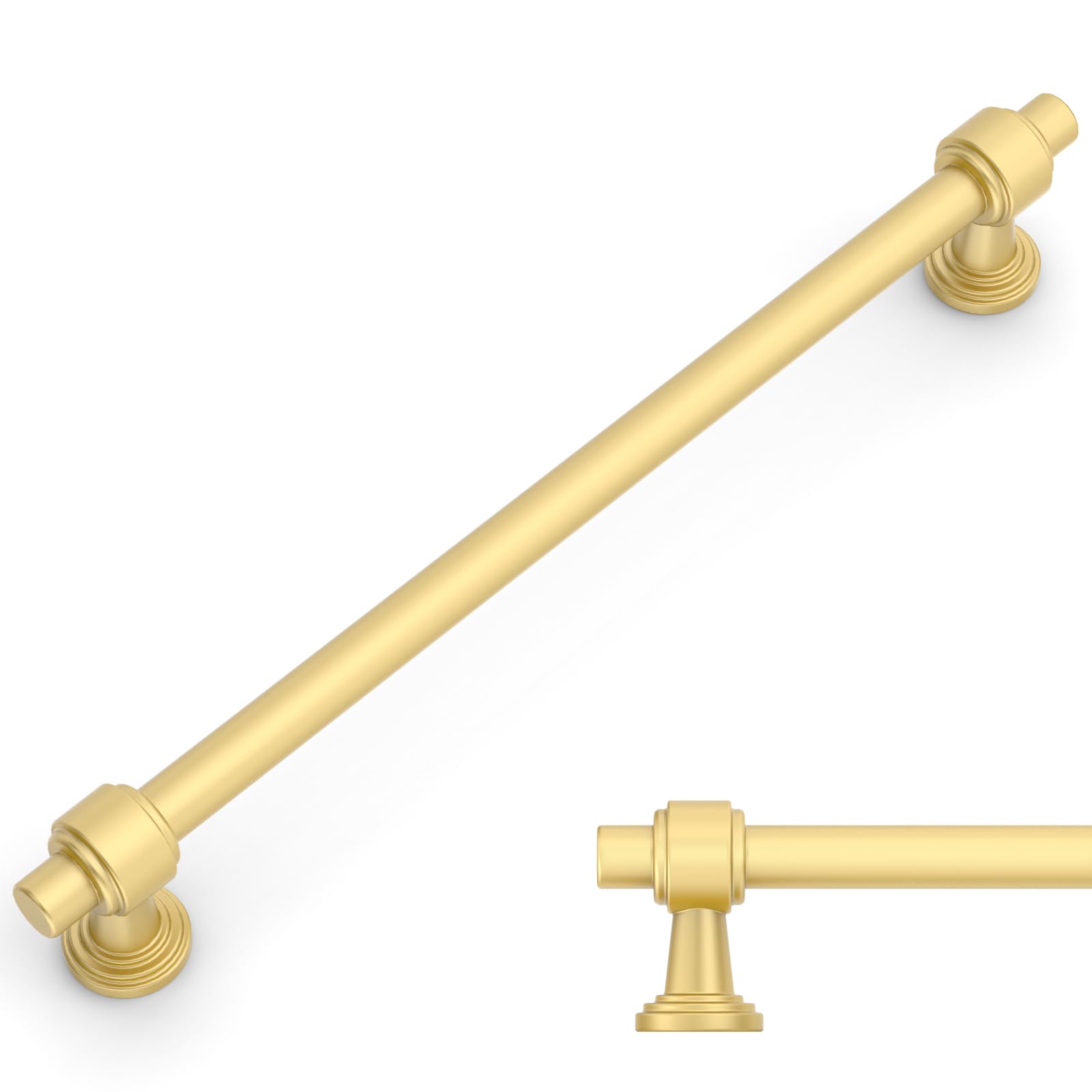 Photo 1 of Amerdeco 10 Pack Brushed Gold Cabinet Pulls 7.5 Inch(192mm) Hole Center Drawer Pulls Cabinet Hardware Kitchen Cabinet Handles for Bathroom ZH0069