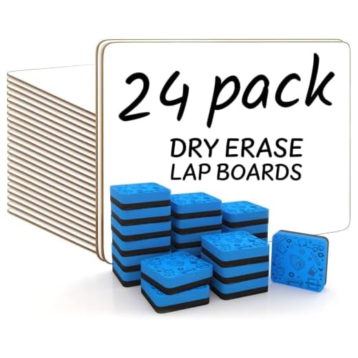 Set of 24 Small White Board Dry Erase Boards Classroom Pack Mini White Boards 9"x12” Double Sided Personal Whiteboards for Students Teachers School Supplies Lapboards l 24 Mini Whiteboard Erasers Incl